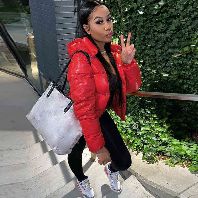 Red cropped puffer coat outlet