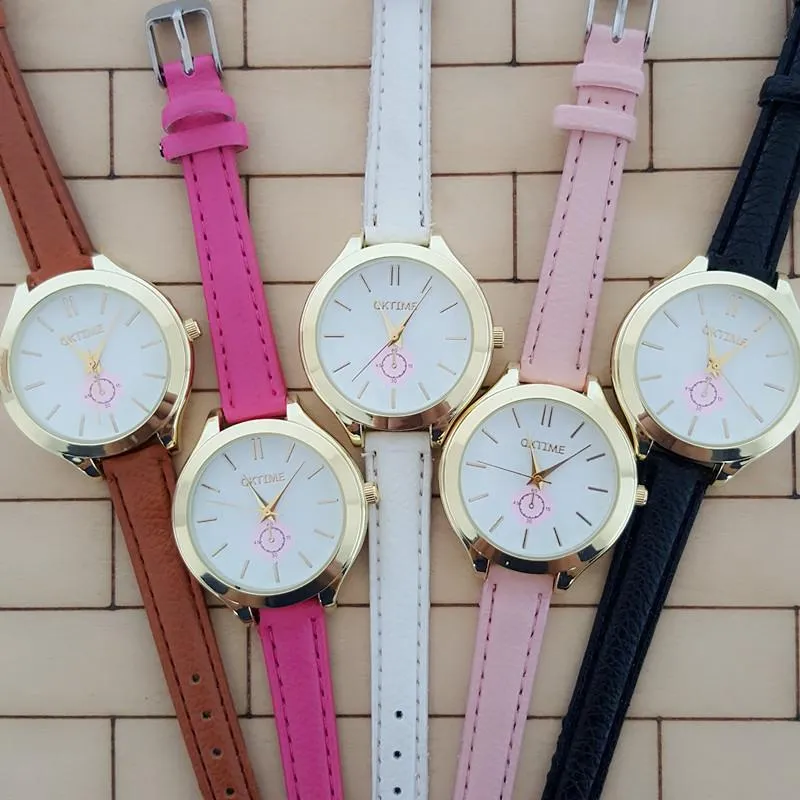 Wristwatches 2021 Koreański Fresh Flower Print Slim Skórzany Zegarek Pas, Małe Cienkie Osobowości Panie Prezent