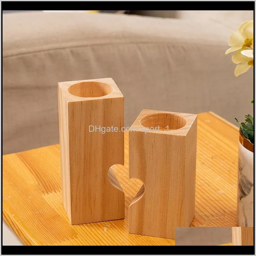 wooden tea light candle holder heart hollowed-out candlestick romantic table decoration for home birthday party wedding decoration