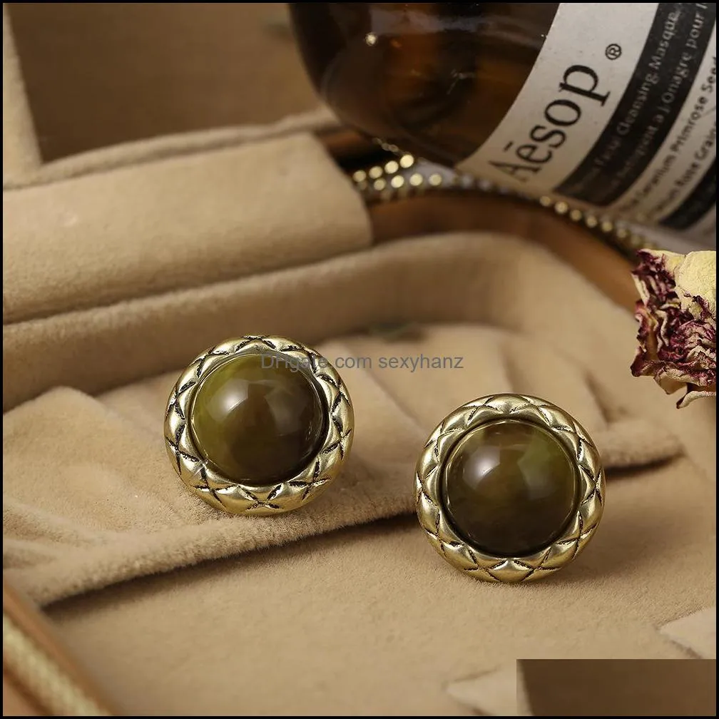 S2089 Fashion Jewelry Vintage Simple Acrylic Button Stud Earrings