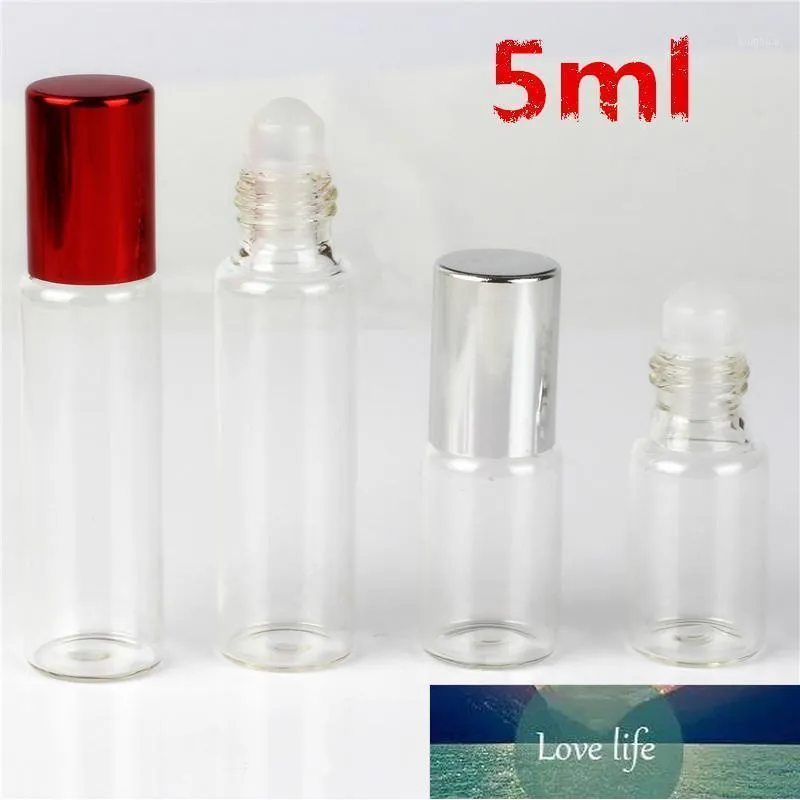 6ピースクリアガラスエッセンシャルオイルローラーボトルガラスローラーボール香水リップバルムロール瓶5ml 1工場価格専門のデザイン品質最新スタイル