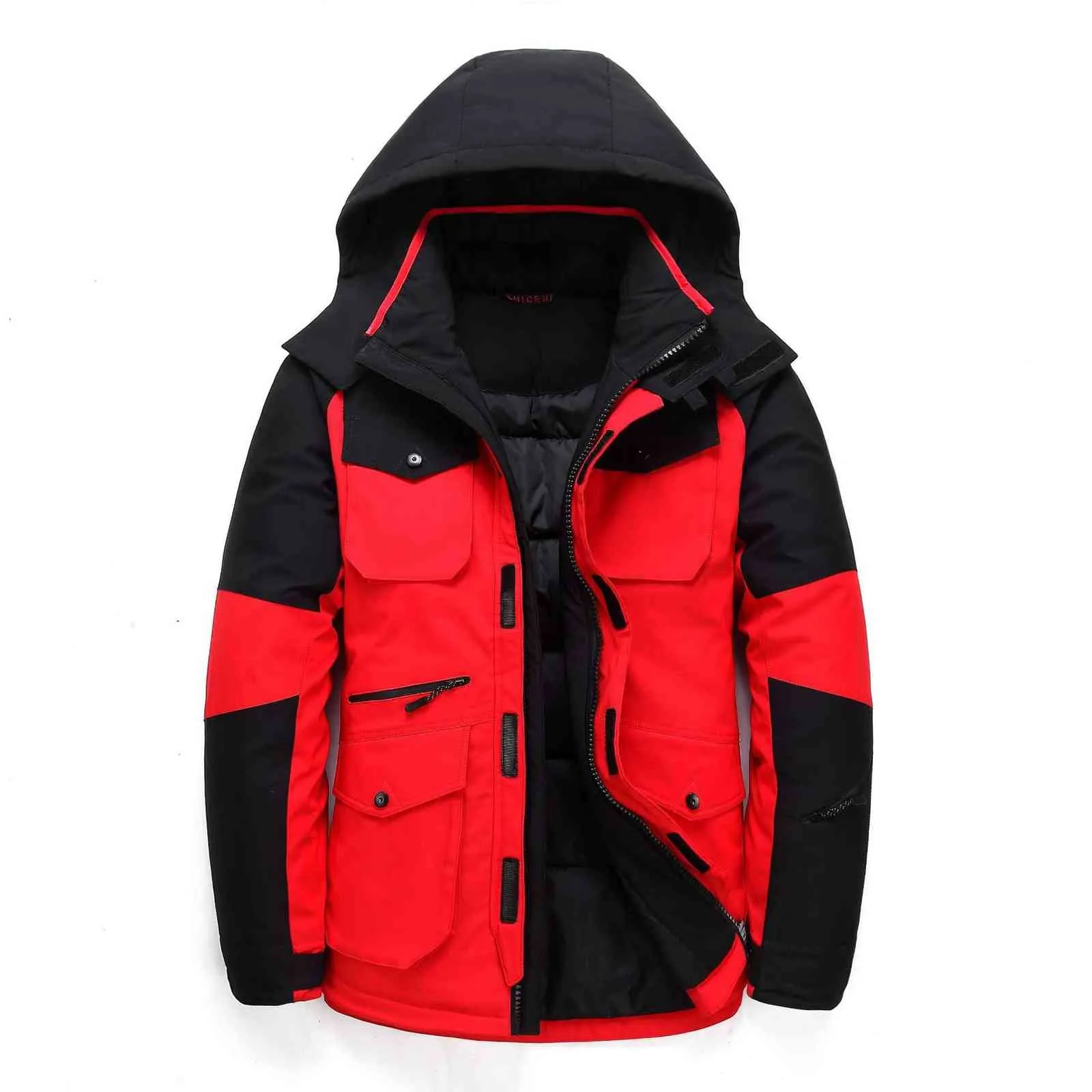 2020 Vinter Nya Mäns Långt Vit Duck Down Jacket Mode Hooded Tjock Varm Coat Male Big Red Blue Black Brand Clothes 5XL Y1103