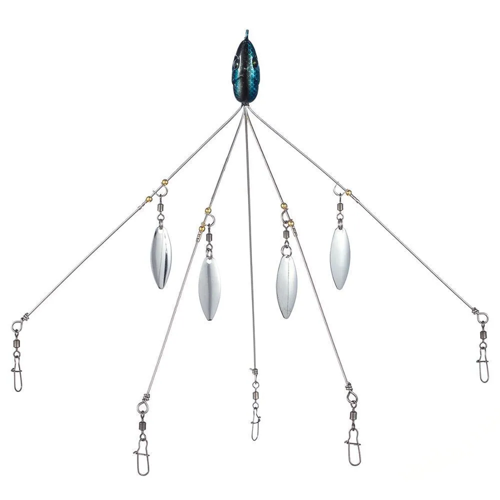 BassDash 4PCS / Lot Fiske Lure Alabama Rig Head Simning Bait Paraply Rig 5 Arms Bass Fiske Grupp Lure Extend, 18g Y200830