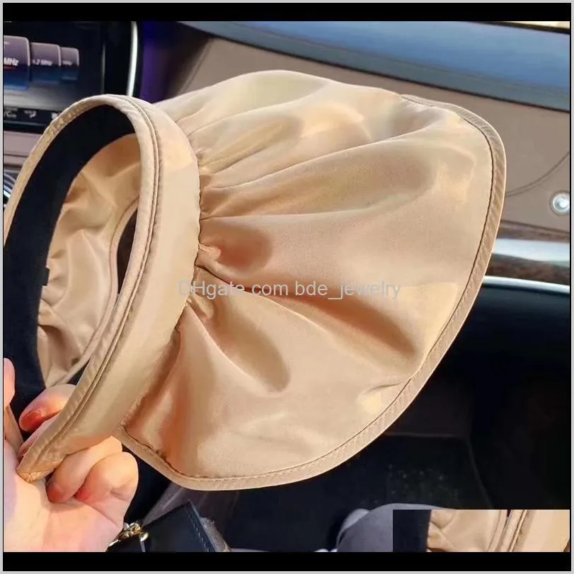 summer women visors hat foldable wide large brim sun beach hats dual-use straw sunshade protection casual caps