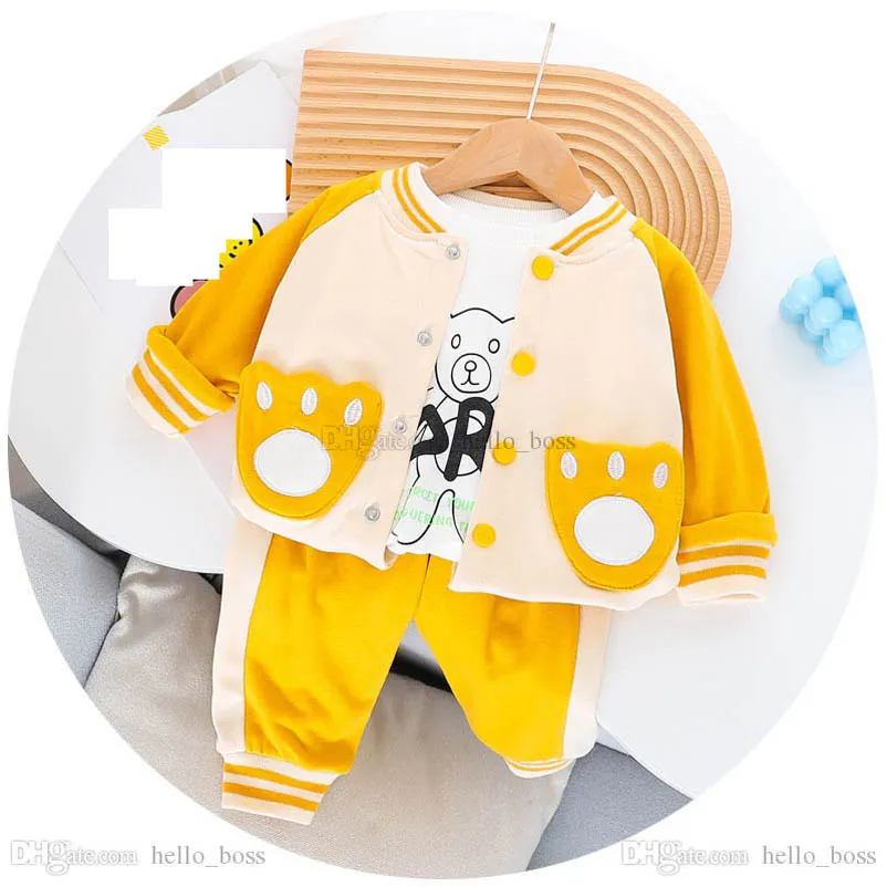 Baby Clothing Sets Boys Suits Kids Clothes Spring Autumn Cotton Long Sleeve Coat T-shirts Pants Casual B7796