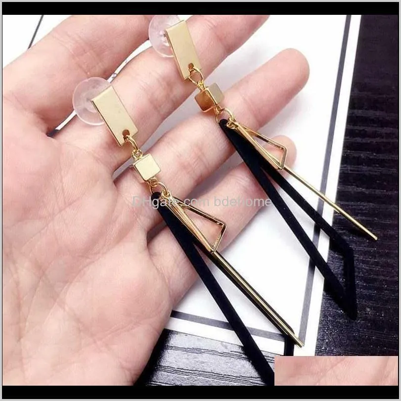 new arrival women modern korean style triangle tassel earrings long individuality fashionable wholesale custom china supplier