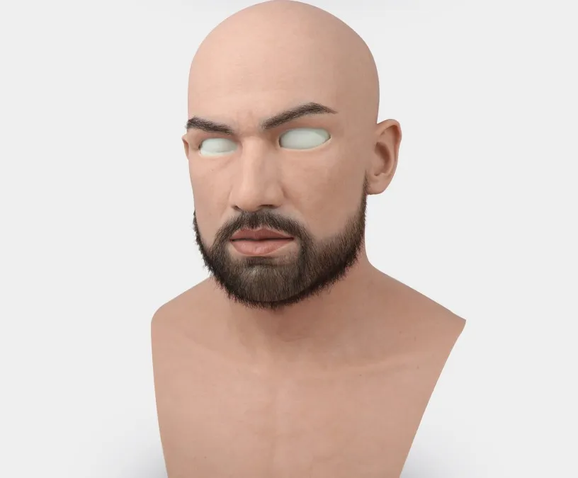 男のコスプレパーティーマスクフェチ本物の肌のための男性ラテックス現実的な成人シリコーンのフルフェイスマスク