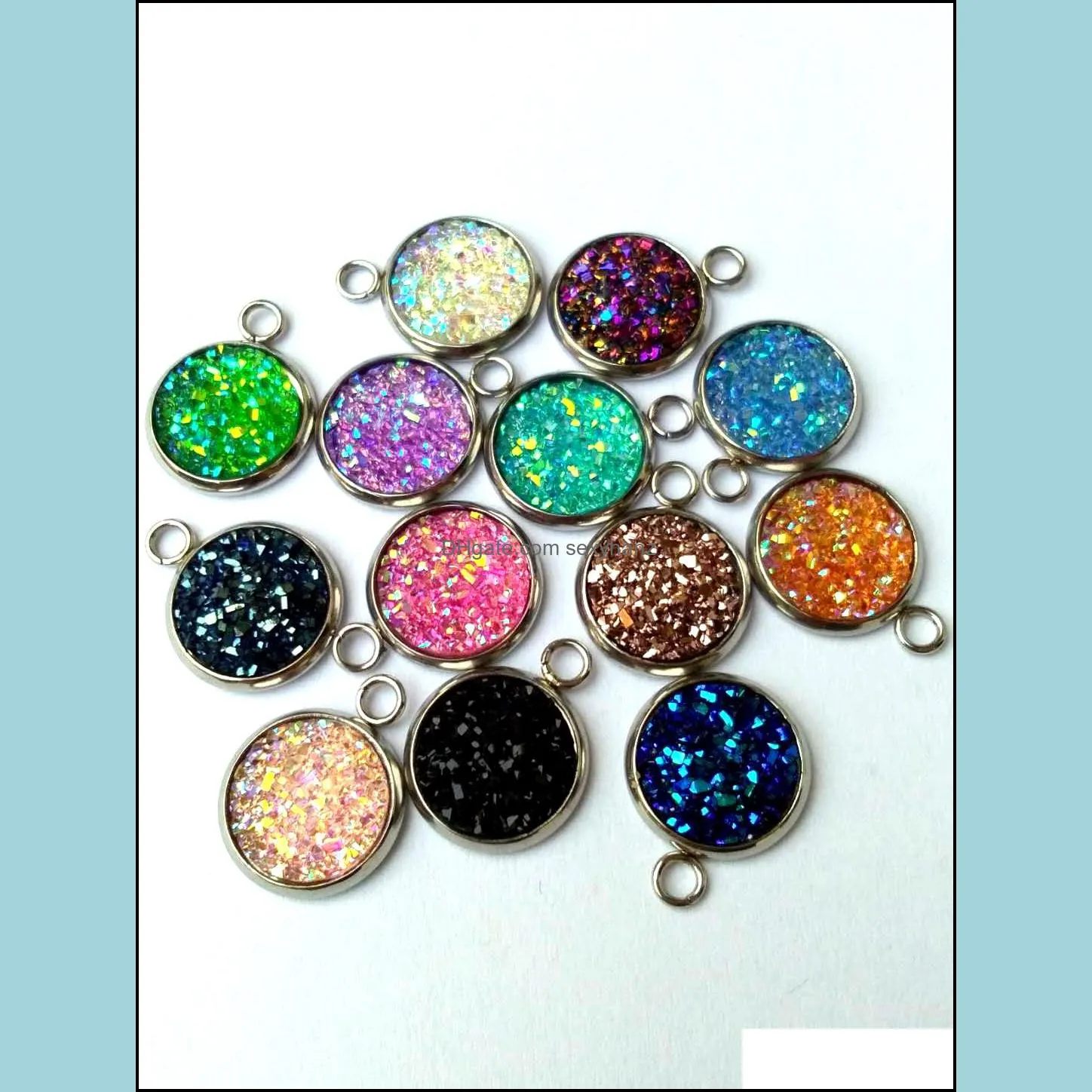 Nice druzy Design Heart Big Hole Spacer Beads 50pcs lot stainless steel Fit Charm Bracelet Jewelry DIY Metals Loose Beads NMK-1
