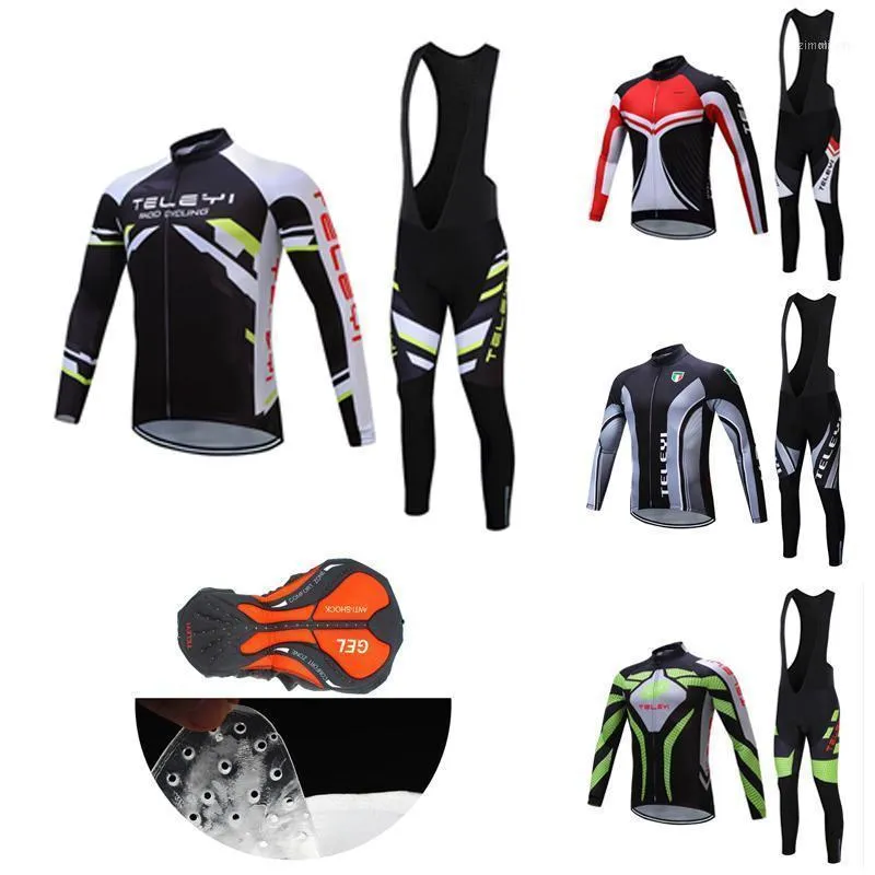 Racing Sets Long Sleeve Cycling Clothing Men 2022 Fall Bicycle Clothes Pro Team Suit Male Road Bike BIB Kit Uniform