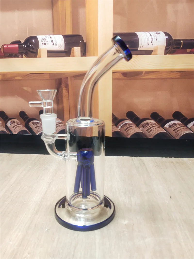 8.6inches Azul Hookah Bong Vidro Tubulação de Água Espessura Beaker Bongs 14mm Bowl