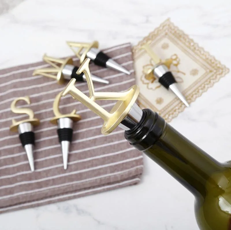 Gold Letter Wine Stoppers Red Wine Bottle Stopper Wine Bottle Sealers Caps Kitchen Bar Tools