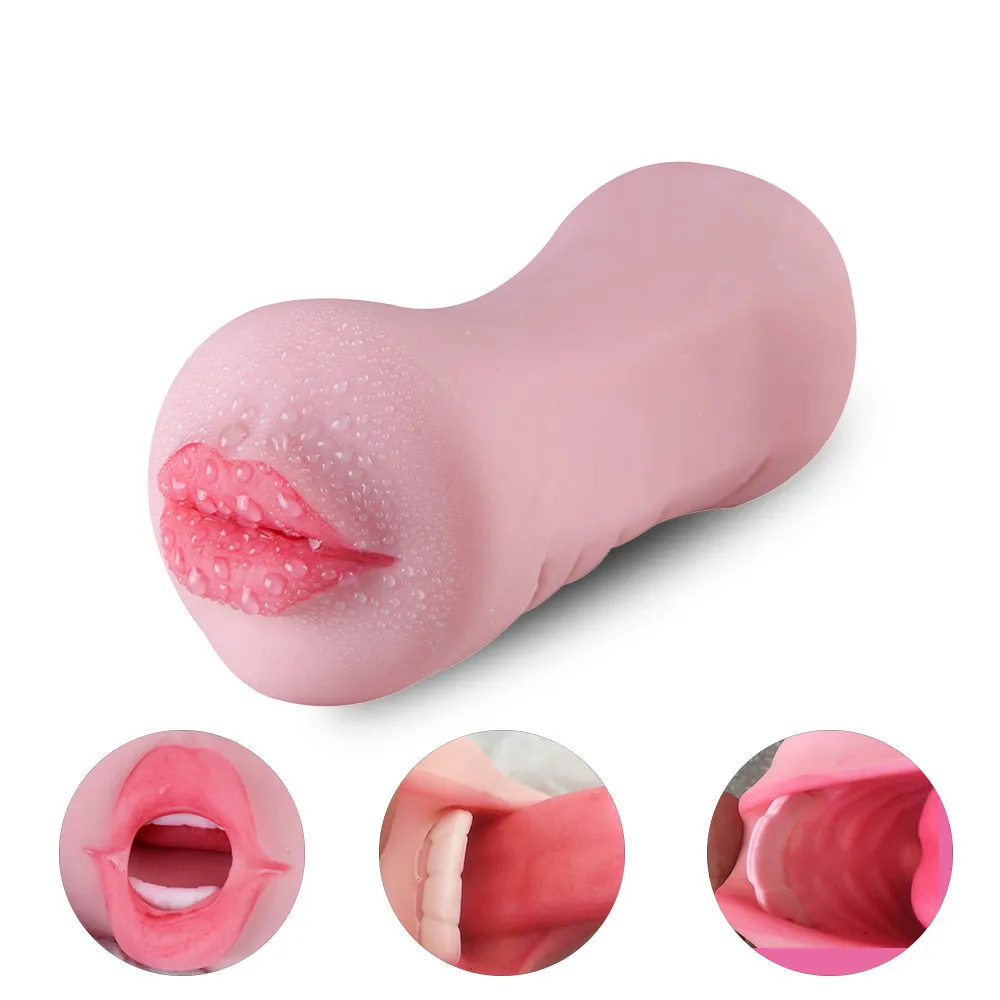 Penis Massager Silicone Aircraft Cup Male Masturbator No Vibrator Real Pussy Vagina 3d Mouth Deep Throat Adult Sex Toys for Men Q0419