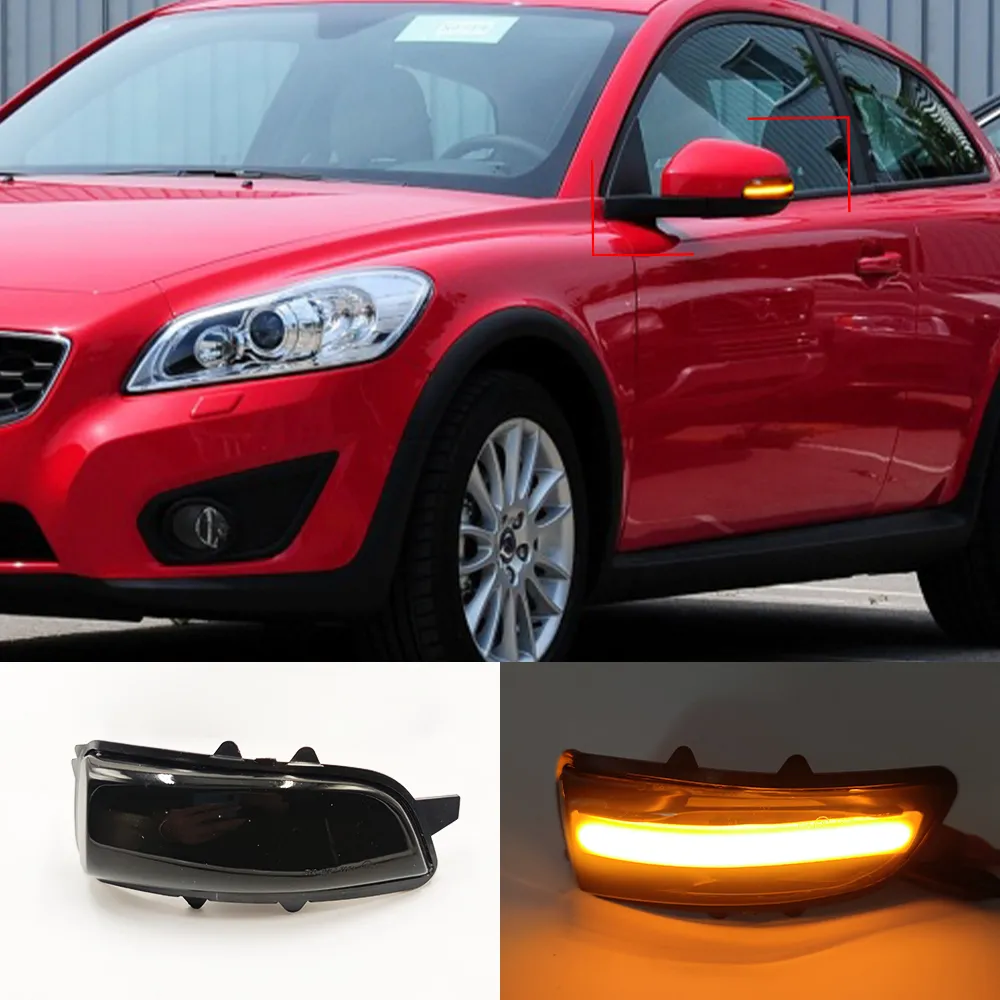 2pcs pour Volvo S40 S60 S80 C30 V50 V70 Dynamic Turn Signal Signal Lumière LED ReaView Miroir CLIMELLER VIGHTER