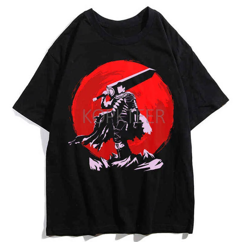 Heren T-shirts Guts Berserk Zwart Zwaardvechter Casca Hip Hop Mannen Korte Mouw T-shirt Harajuku Grappige Cartoon Grafische Print streetwear Top Tee y