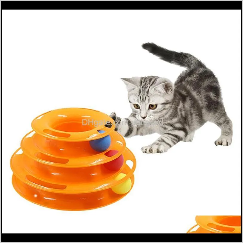 three levels tower tracks disc pet cat toy cat intelligence amusement triple disc toys ball training amusement plate