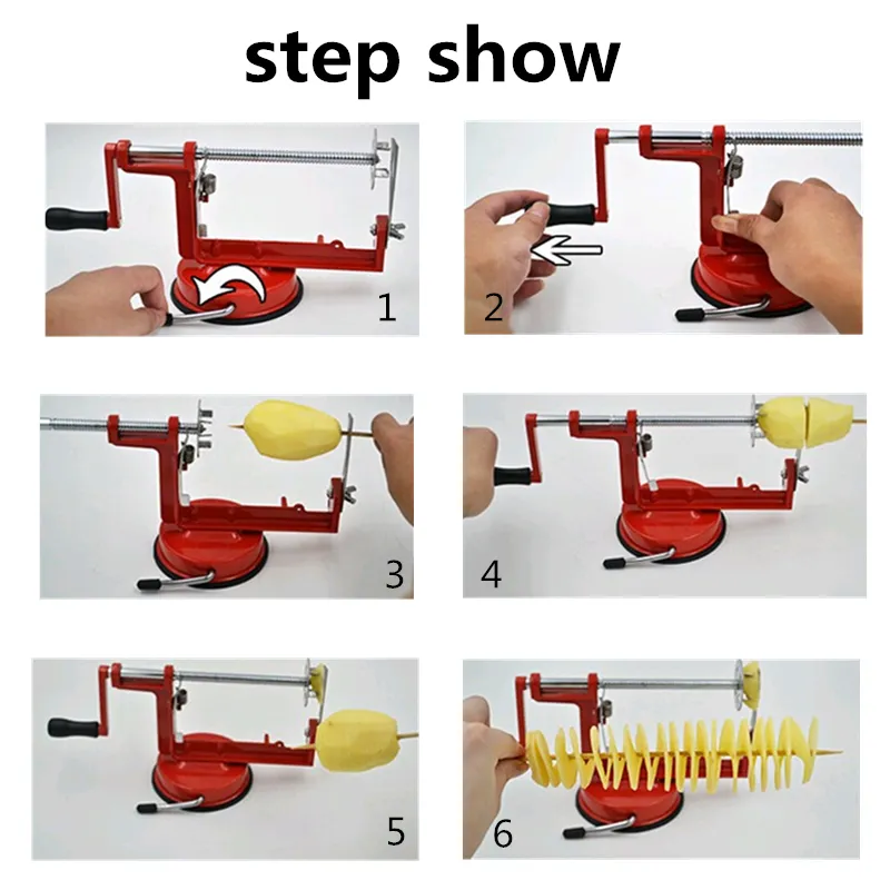 Fundilla de papa espiral: cortador de papa de metal giratorio manual para ensaladas creativas de cocina de cocina