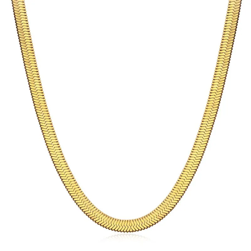 4mm Enkel Fashion Flat Herringbone Snake Chain Choker Halsband för Kvinnor Kokare