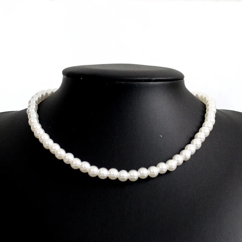 Vintage Imitacja Pearl Choker Naszyjniki Łańcuch Goth Kołnierz Dla Kobiet Moda Urok Party Wedding Jewelry Prezent Akcesoria