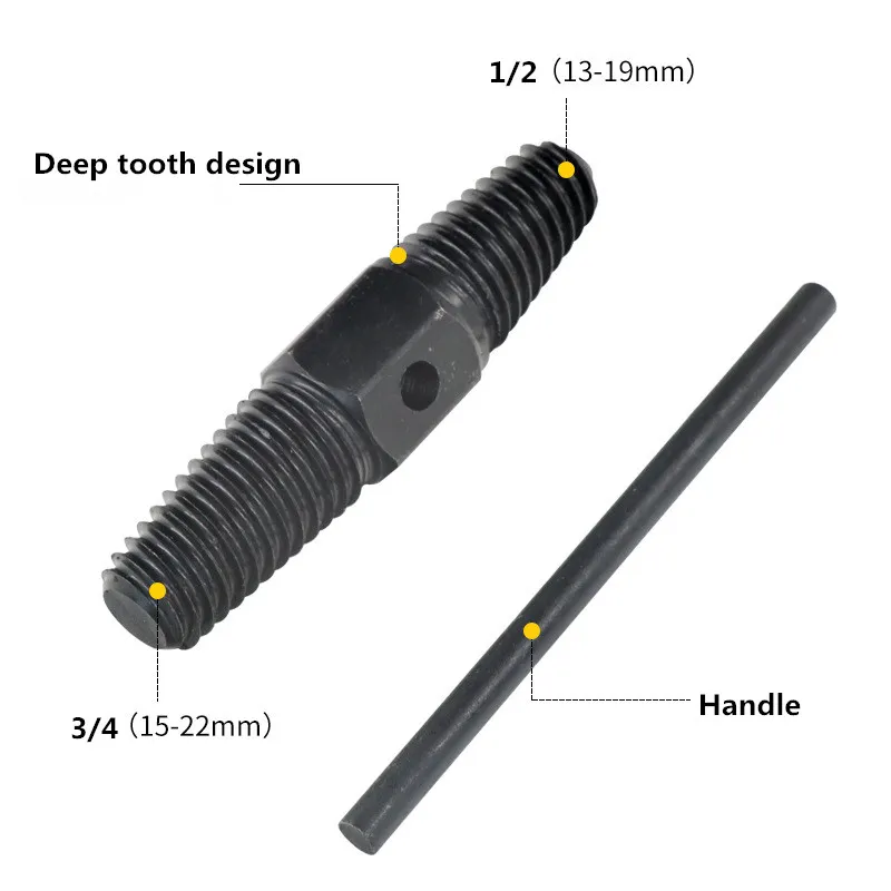 thumbnail image 2 of Faucet Angle Valve Thread Extractor Kit - Broken Pipe Remover For 1/2" & 3/4" Fittings 2 of 13