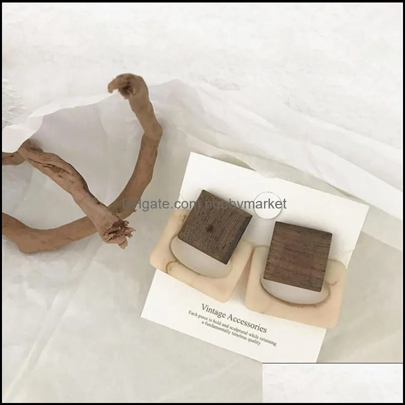 Fashion Big Resin Drop Earrings 2020 New Acetic Acid Wooden Large Korea Square Earrings Trendy Geometric Party Jewelry