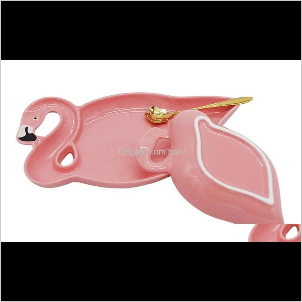 3d flamingo pink ceramic plate sets dishes decoration plates snacks fruit dessert food dinner dinnerware accessories items