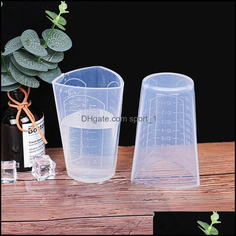 Reusable Silicone Measure Cup 250ML Ultra Clear Triangle Mixing Cups for Epoxy Resin Art Supplies