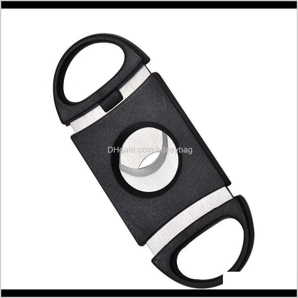 high quality double two 2 blade stainless steel cigar cutter scissor scissors cutters plastic handle pocket blade stainless steel