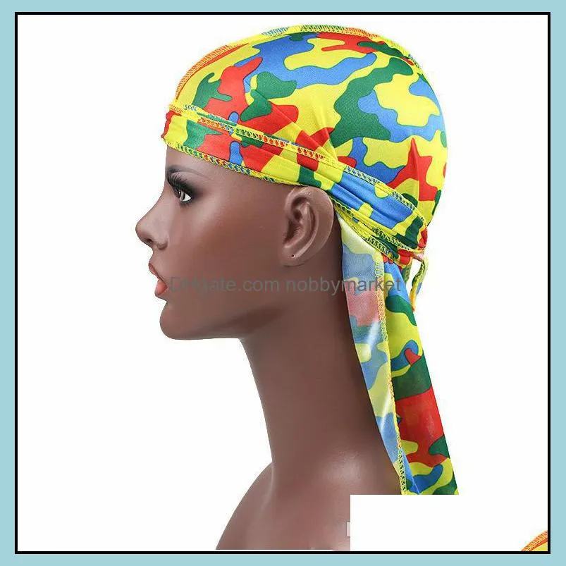 brand Durags Designer Durag Men Turban Bandana Headwear Headband headwrap Pirate Hat Cap mens Biker Caps Hats Hair Accessories