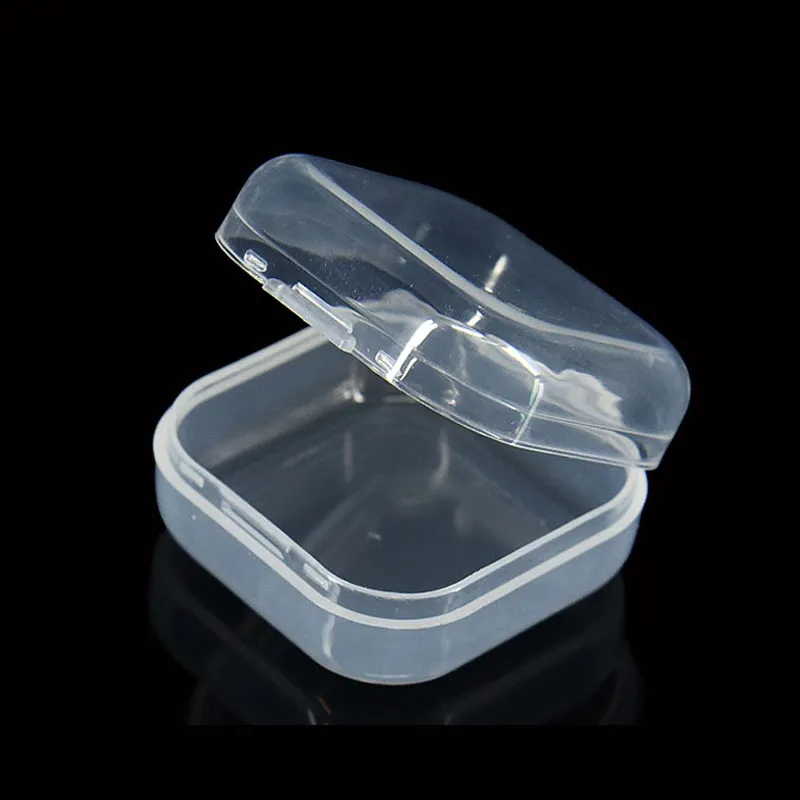 2000PCS Rensa plastlåda Mynthållare Container Chip Smycken Square Storage Box Transparenta Display Fodral