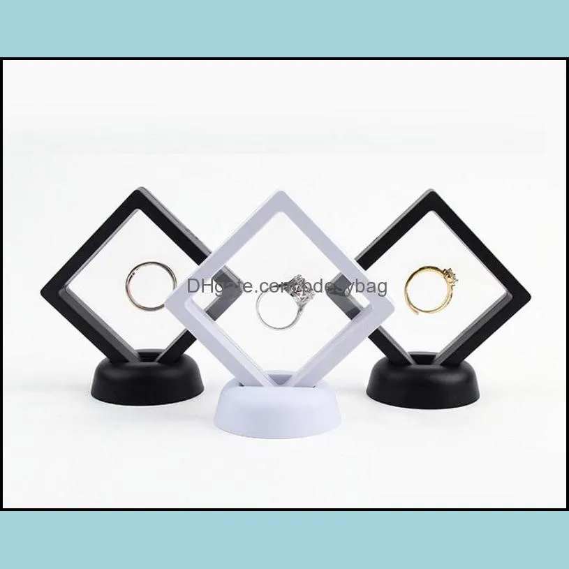 White black Jewelry Ring Pendant Display Stand Suspended Floating Display-Case Jewellery Coins Gems Artefacts Packing Boxes