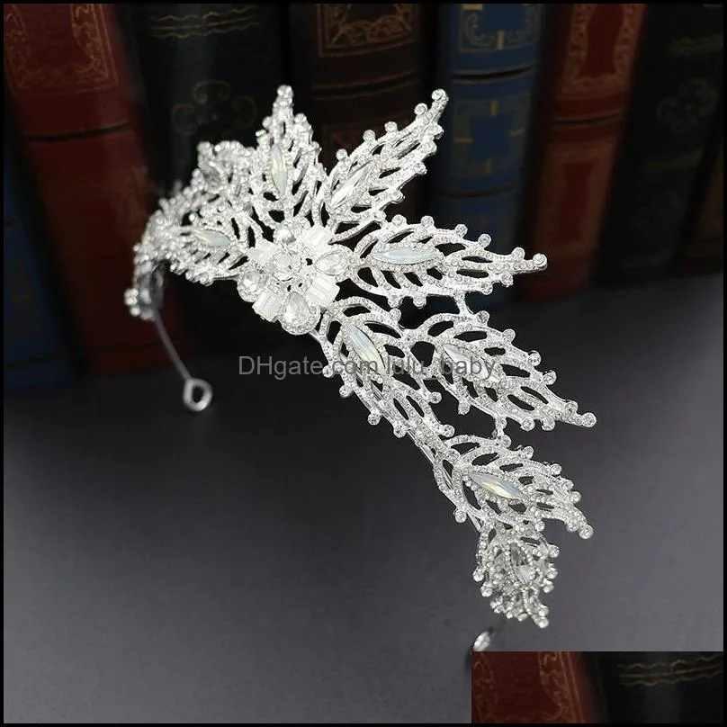 Hair Clips & Barrettes Leaf Rhinestone Bridal Tiaras And Crowns Women Princess Crystal Baroque Bride Jewelry Pageant Diadem Wedding