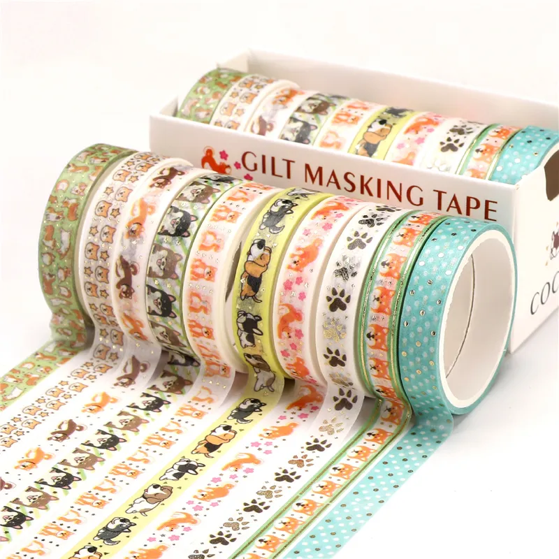 10 Teile/satz Goldfolie Washi Tape Nette Masking Tapes Dekorative Aufkleber Scrapbooking DIY Schreibwaren KDJK2105 2016