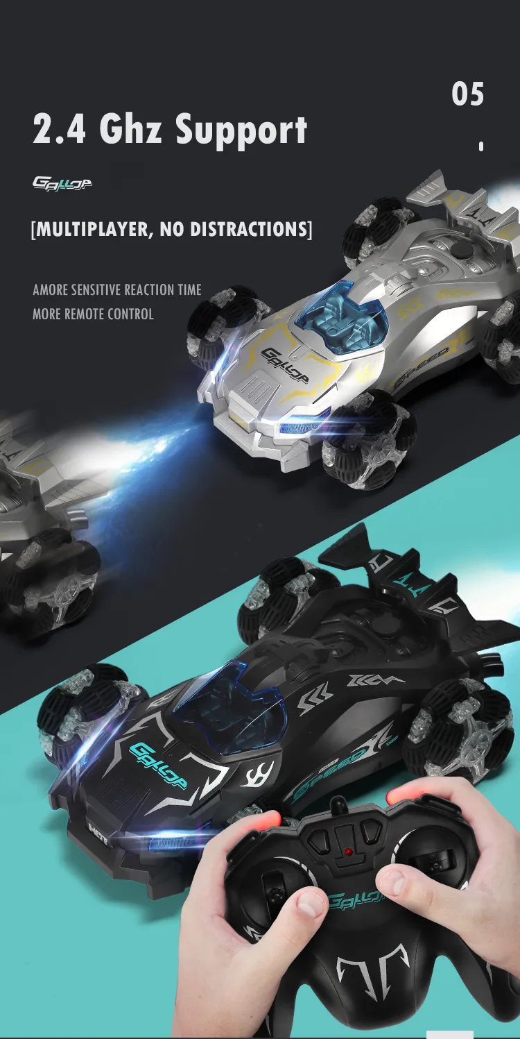☆ DHgate 드리프트 스프레이 레이싱 카 어린이를위한 음악 및 조명이 포함 된 2.4G 원격 제어 전기 충전식 장난감 생일 선물 |  ₩33,442부터