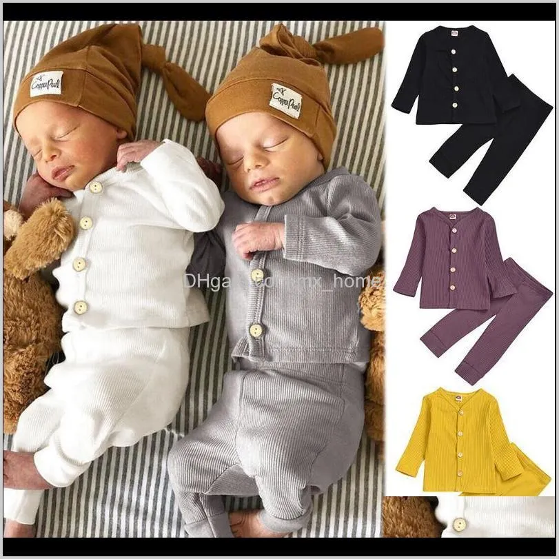 telotuny children`s clothing toddler baby boys girls vintage solid cotton long sleeve tops sweater+pants pajamas outfits jul3