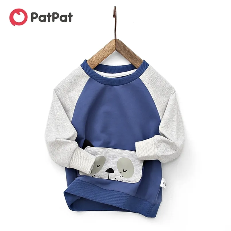 Primavera e Autunno Bambino Bambino Ragazzo Elegante Cervo Animale Colorblock Pullover per Bambini Felpa Vestiti 210528