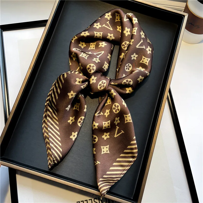 20style 70-70cm Designer Letters Print Floral Silk Scarf Headband for Women Fashion Long Handle Bag Scarves Paris Shoulder Tote Luggage