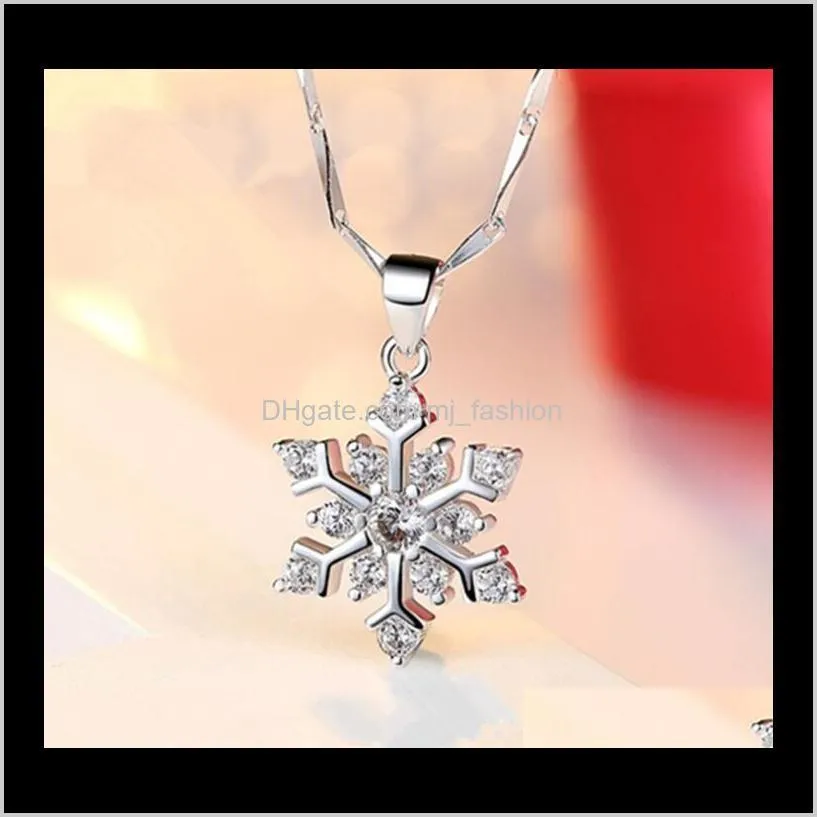 silver snowflakes pendant necklace with the crystal necklaces luxury charm necklace fashion christmas gift ps0664