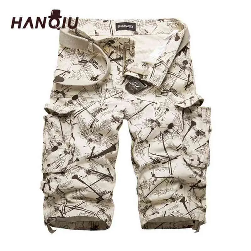 Summner Pamuk Erkek Kargo Şort Moda Kamuflaj Erkek Çok Cep Casual Camo Açık Havada Tolluluk Homme Kısa Pantolon 210629