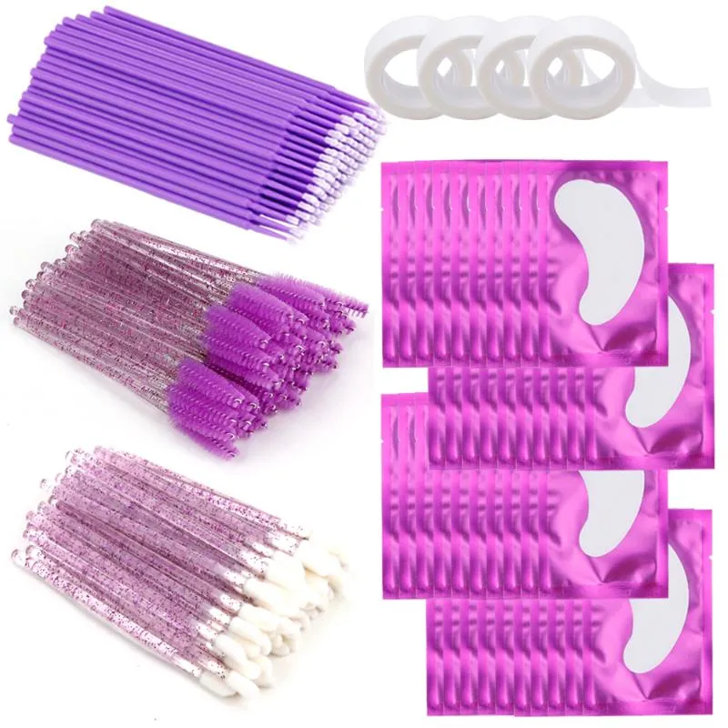 Ciglia finte Set di forniture per ciglia Applicatore di mascara usa e getta Ciglia Nastro micro pennello Tampone di cotone Accessori per l'estensione delle ciglia