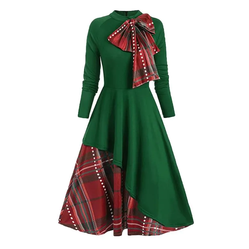 plaid holiday dress women Lanz of Salzburg Classic 50' Open Neck Gown - White Plaid