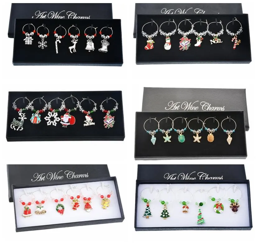 Charms 1Set / 6 stks Wijn Zilver Kleur Vlinder Dragonfly Fit Marker Kerst Tafel Decor Jewelry Jaar Gift