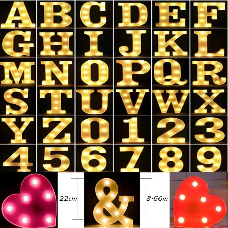 Nieuwigheid Items Valentijnsdag LED English Letter Lights Digital Modellering Po Props Confession Decoratie Party Voorstel