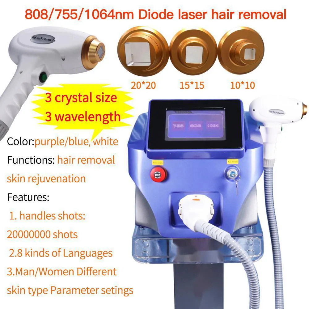 2021 Przenośne bezbolesne Diody Dioda Laserowa maszyna do usuwania włosów 755 808 1064 Niemcy Laser Bar 808 Depilacja diody
