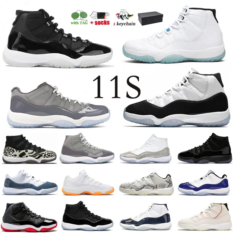 Jumpman 11 Sapatos de Basquete Concord Bred Jubileu Cool Cinza Cap e vestido Legenda Legenda Azul Sneakers Platinum Tint Homens Citrus Mulheres Treinadores