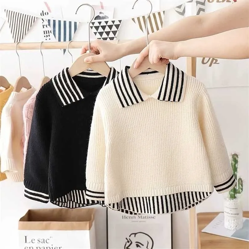 Autumn winter Baby Boys Girls Knitted pullover toddler boys Sweaters Kids Spring clothes Wear 2 3 4 6 8 years 211104