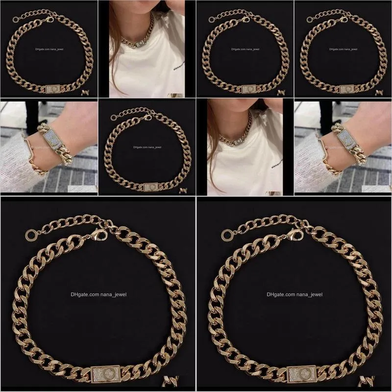 Fashion 14k gold cuban link chain necklace choker bracelet for mens and women lovers gift hip hop jewelry With BOX wjl0948