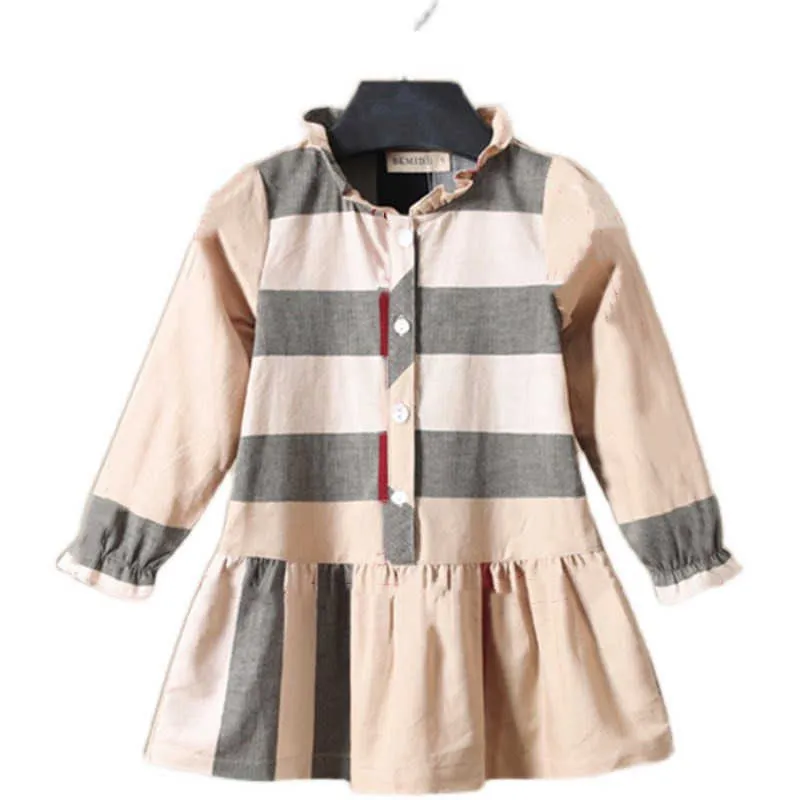 2020 New fashion kids clothes girl long sleeve dress for children princess dresses solid color baby girls clothing outfits Q0716