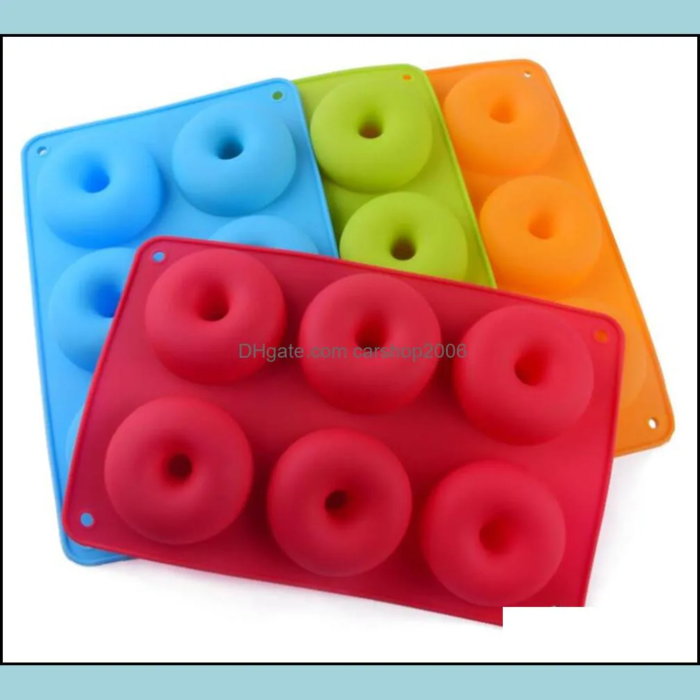 Hot Home Dining 6-cavity Silicone Donut Baking Tray non-stick cake Mold Making Tool Baking non-stick And heat-resistant Reusable