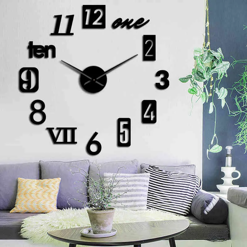 Wall Clock Reloj Bricolaje Pegatina Reloj De Aguja De Cuarzo De
