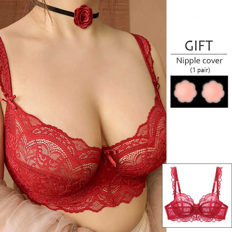 Sexy Plus Size Lace Push Up Bra For Women Transparent Lace